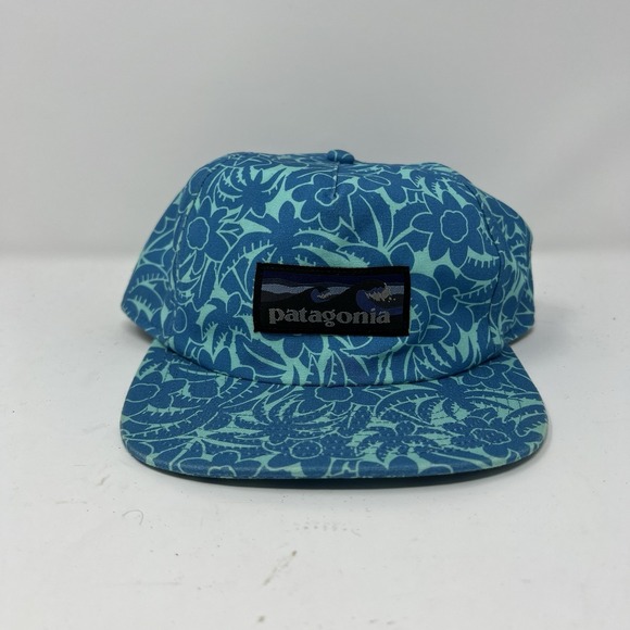 Patagonia Other - Patagonia Hat Cap Snapback Blue Floral Palm Mens NetPlus Organic Cotton Tropical